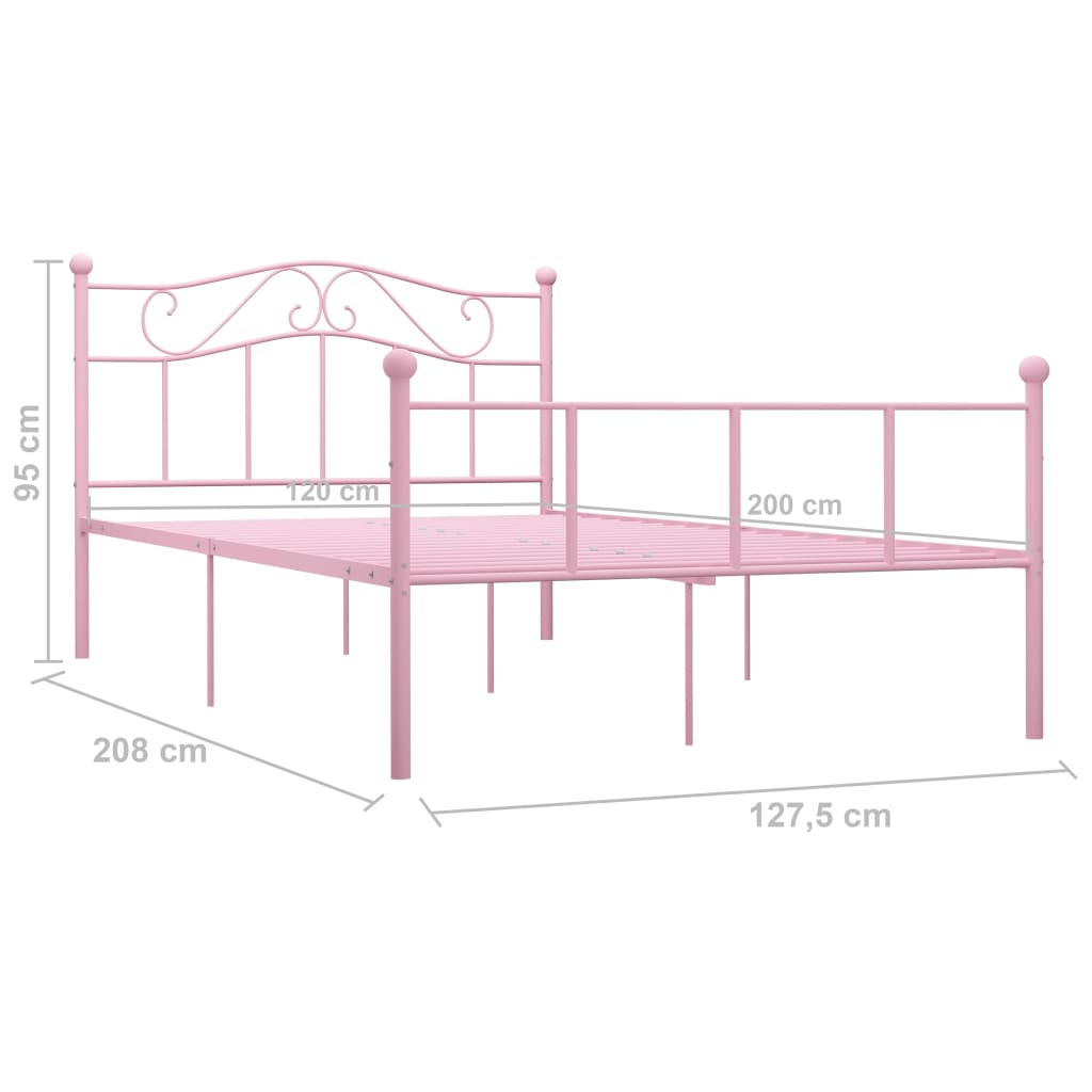 vidaXL Bed Frame Pink Metal 120x200 cm