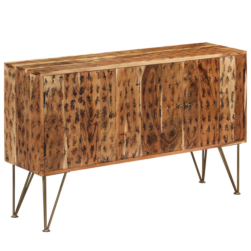 vidaXL Sideboard Solid Acacia Wood with Fractal Patterns 120x30x75 cm
