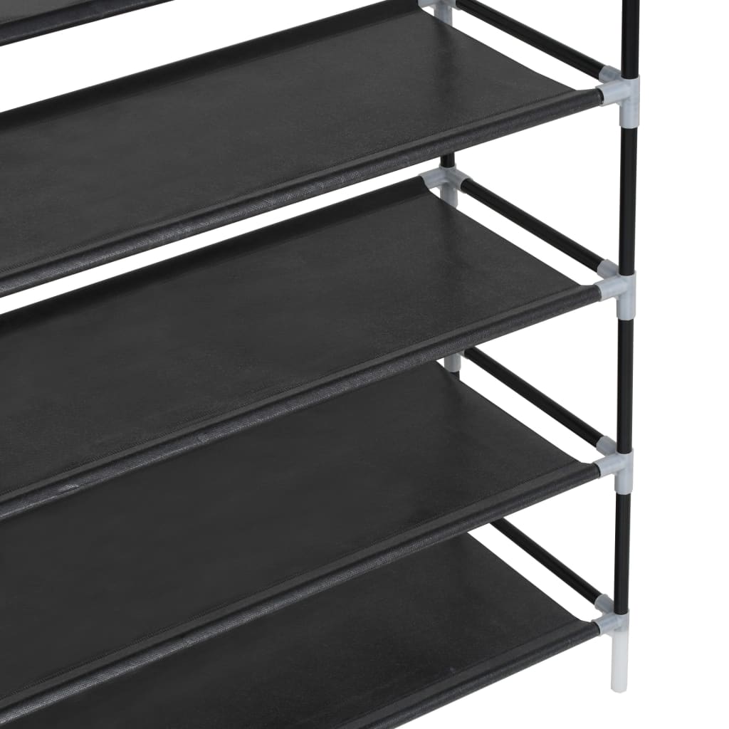 vidaXL Shoe Rack with 10 Shelves Metal and Non-woven Fabric Black