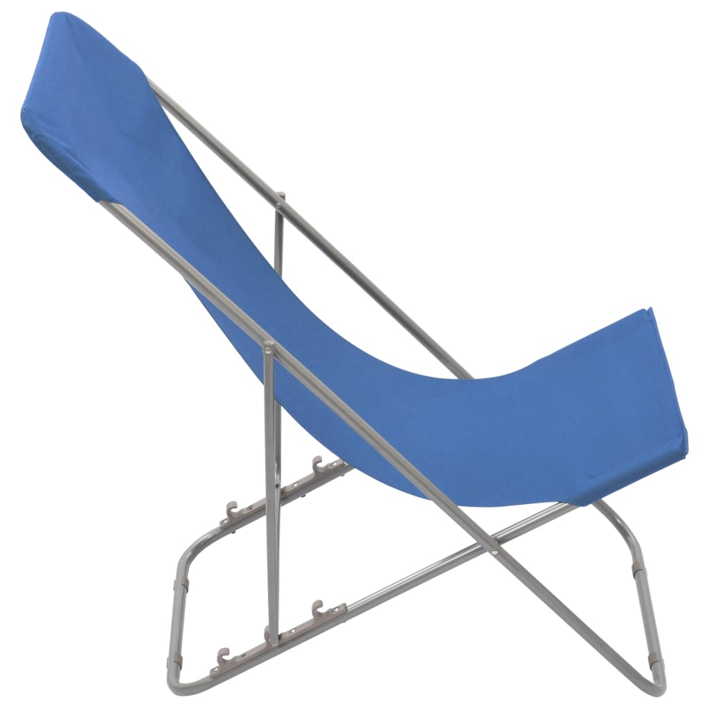 vidaXL Folding Beach Chairs 2 pcs Steel and Oxford Fabric Blue