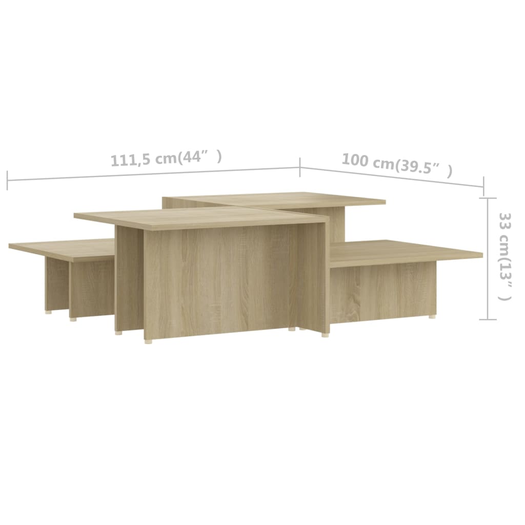vidaXL Coffee Tables 2 pcs Sonoma Oak 111.5x50x33 cm Chipboard