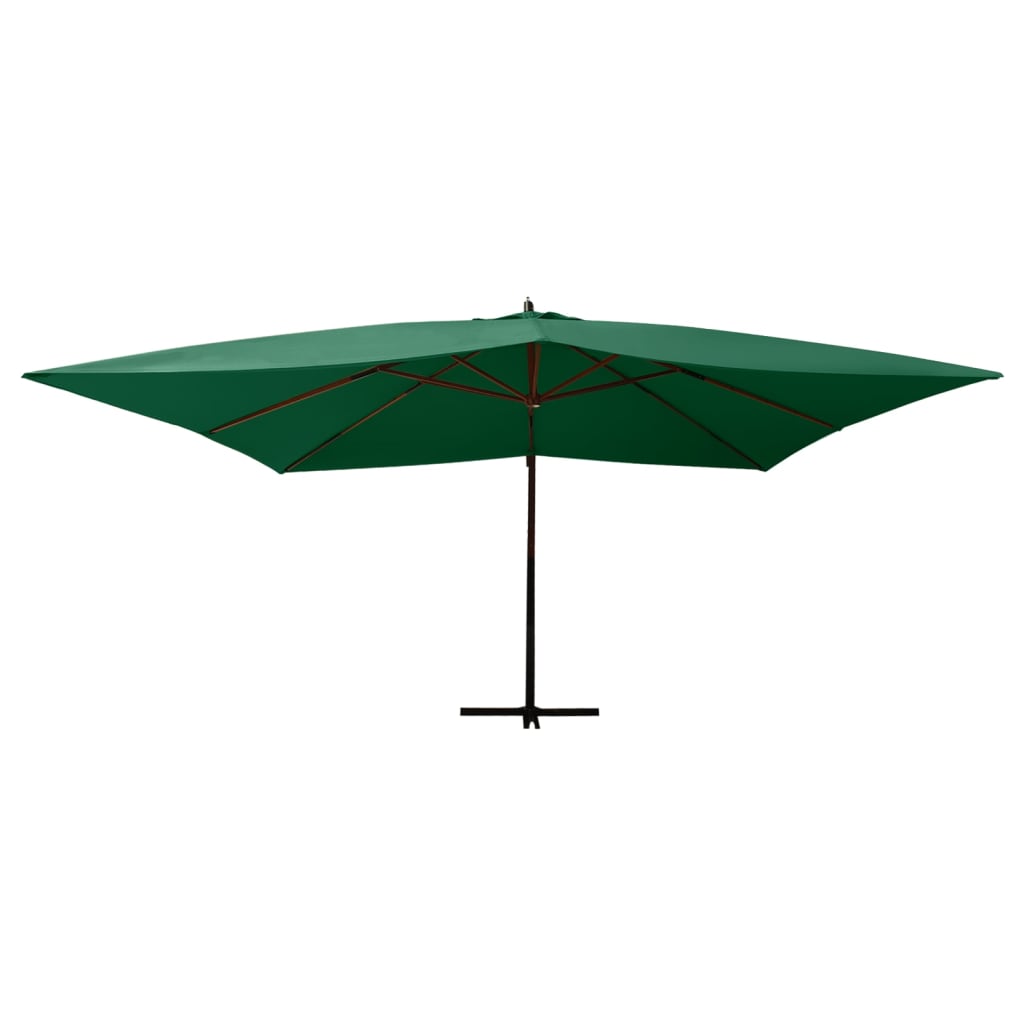 vidaXL Cantilever Umbrella with Wooden Pole 400x300 cm Green