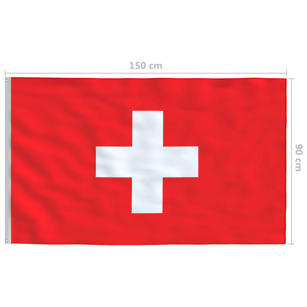 vidaXL Switzerland Flag and Pole Aluminium 4 m
