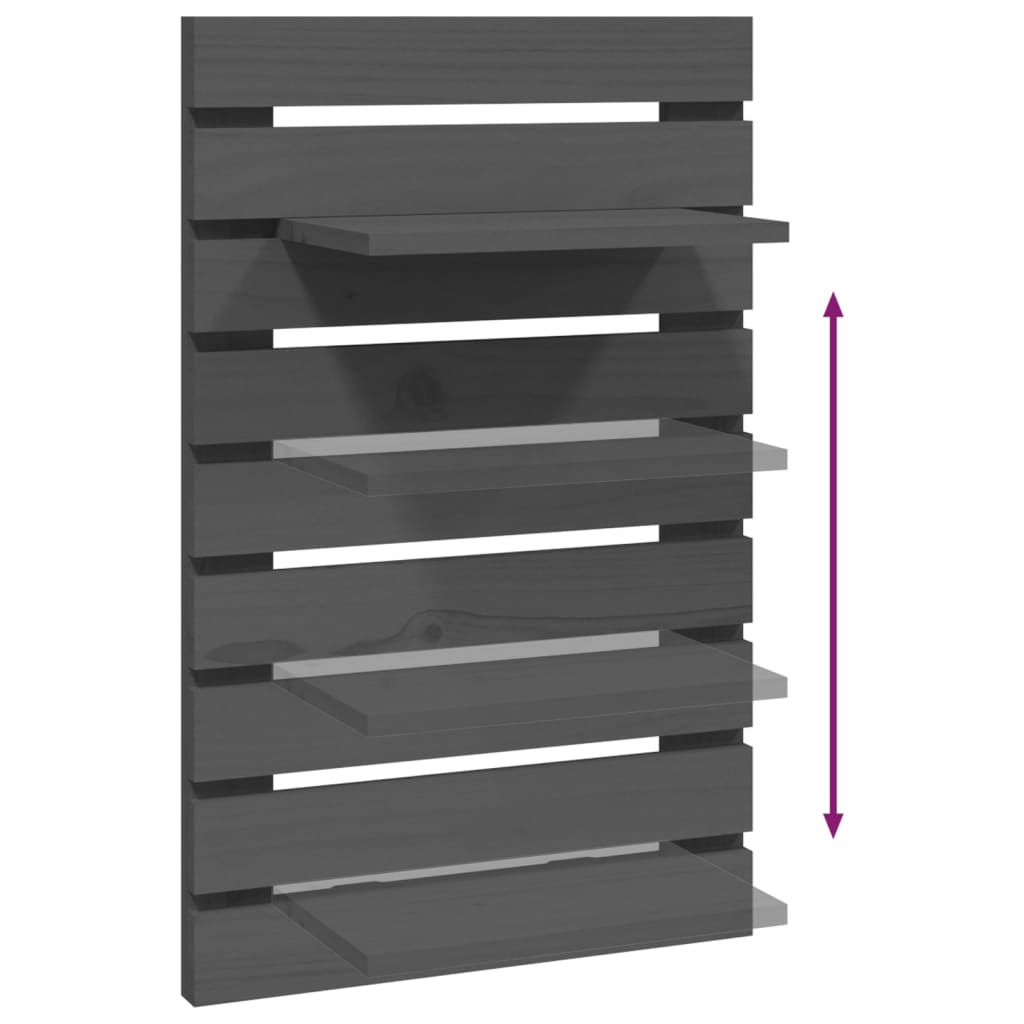 vidaXL Wall-mounted Bedside Shelves 2 pcs Grey Solid Wood Pine