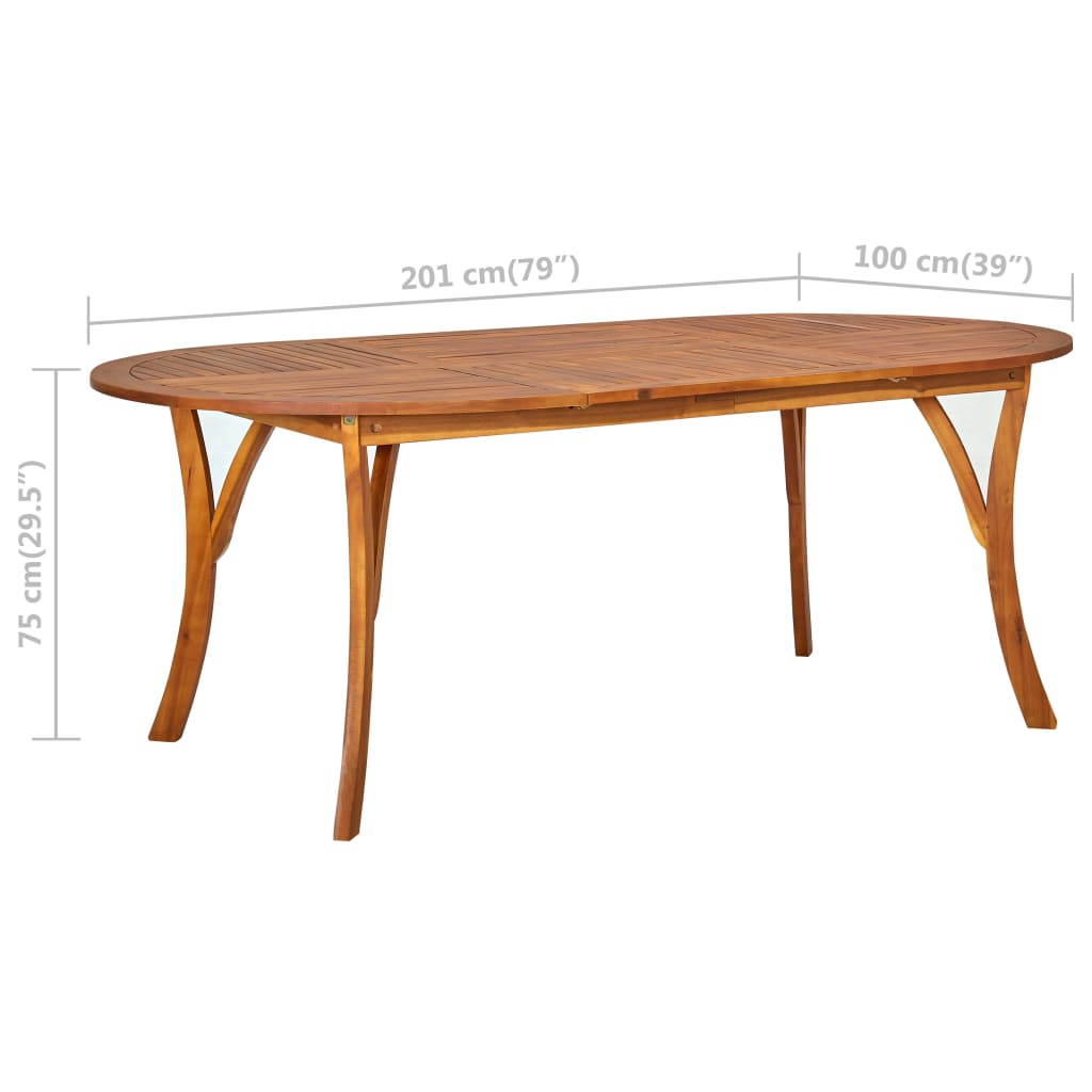 vidaXL Garden Table 201x100x75 cm Solid Acacia Wood