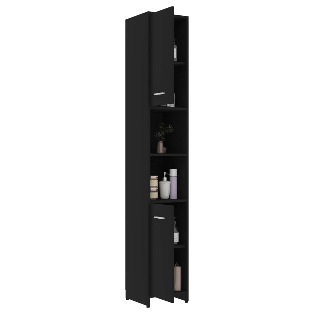 vidaXL Bathroom Cabinet Black 30x30x183.5 cm Engineered Wood