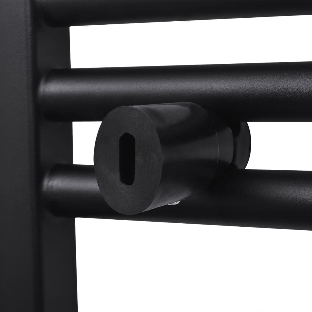 Black Bathroom Central Heating Towel Rail Radiator Straight 480x480mm