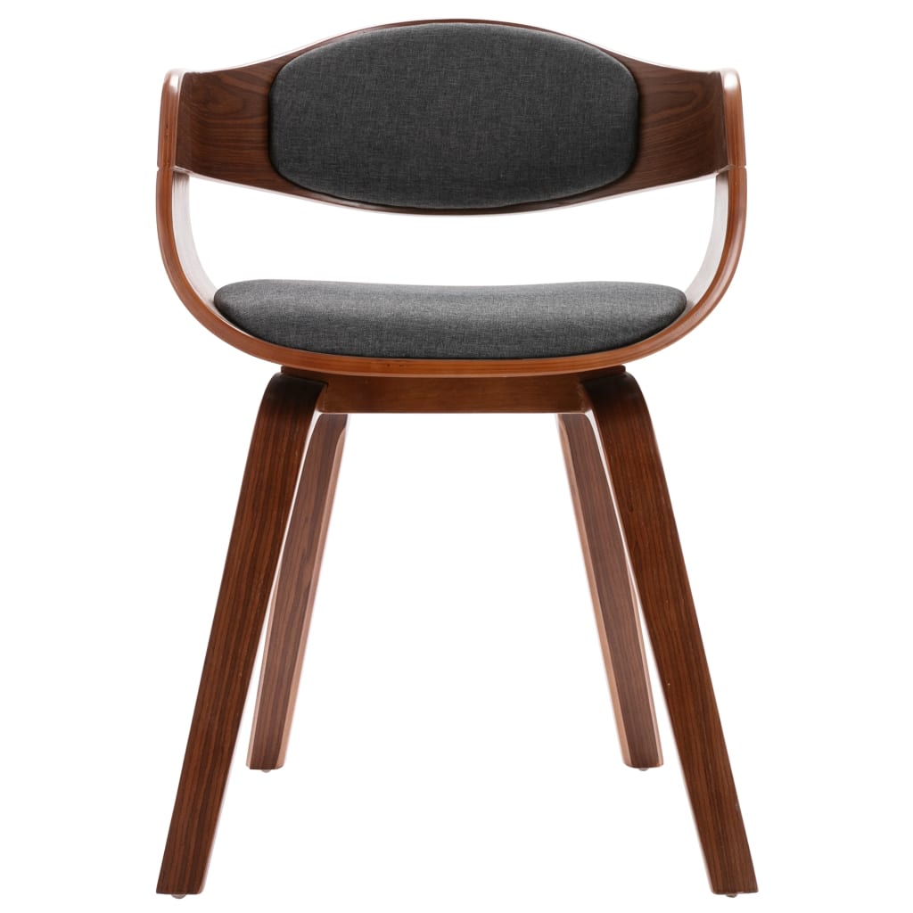 vidaXL Dining Chairs 4 pcs Bent Wood and Grey Fabric
