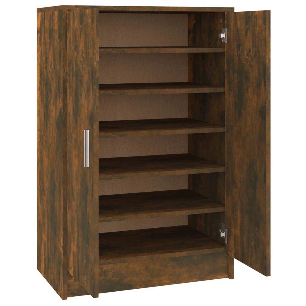 vidaXL Shoe Cabinet Smoked Oak 60x35x92 cm Engineered Wood