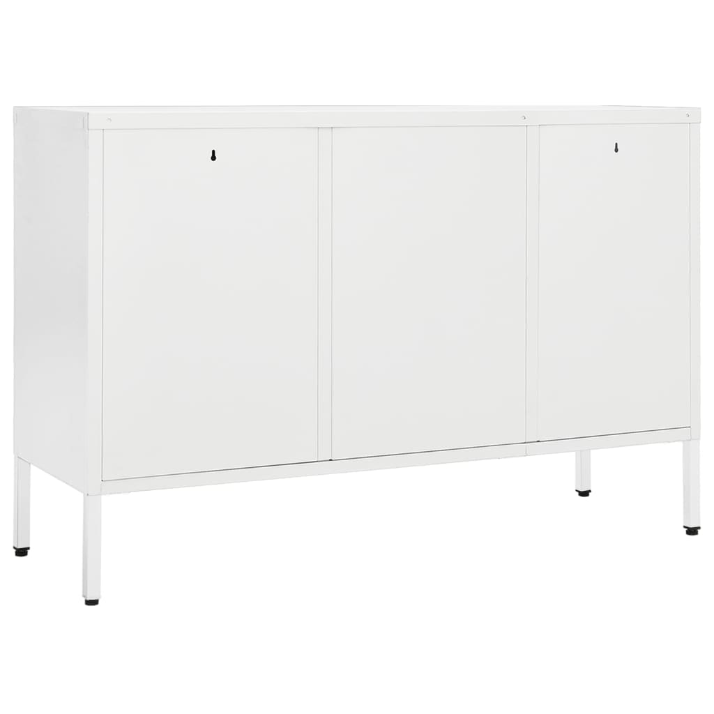 vidaXL Sideboard White 105x35x70 cm Steel and Tempered Glass