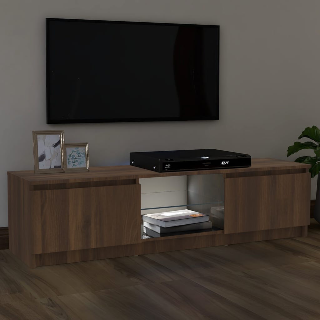 vidaXL TV Cabinet with LED Lights Brown Oak 120x30x35.5 cm