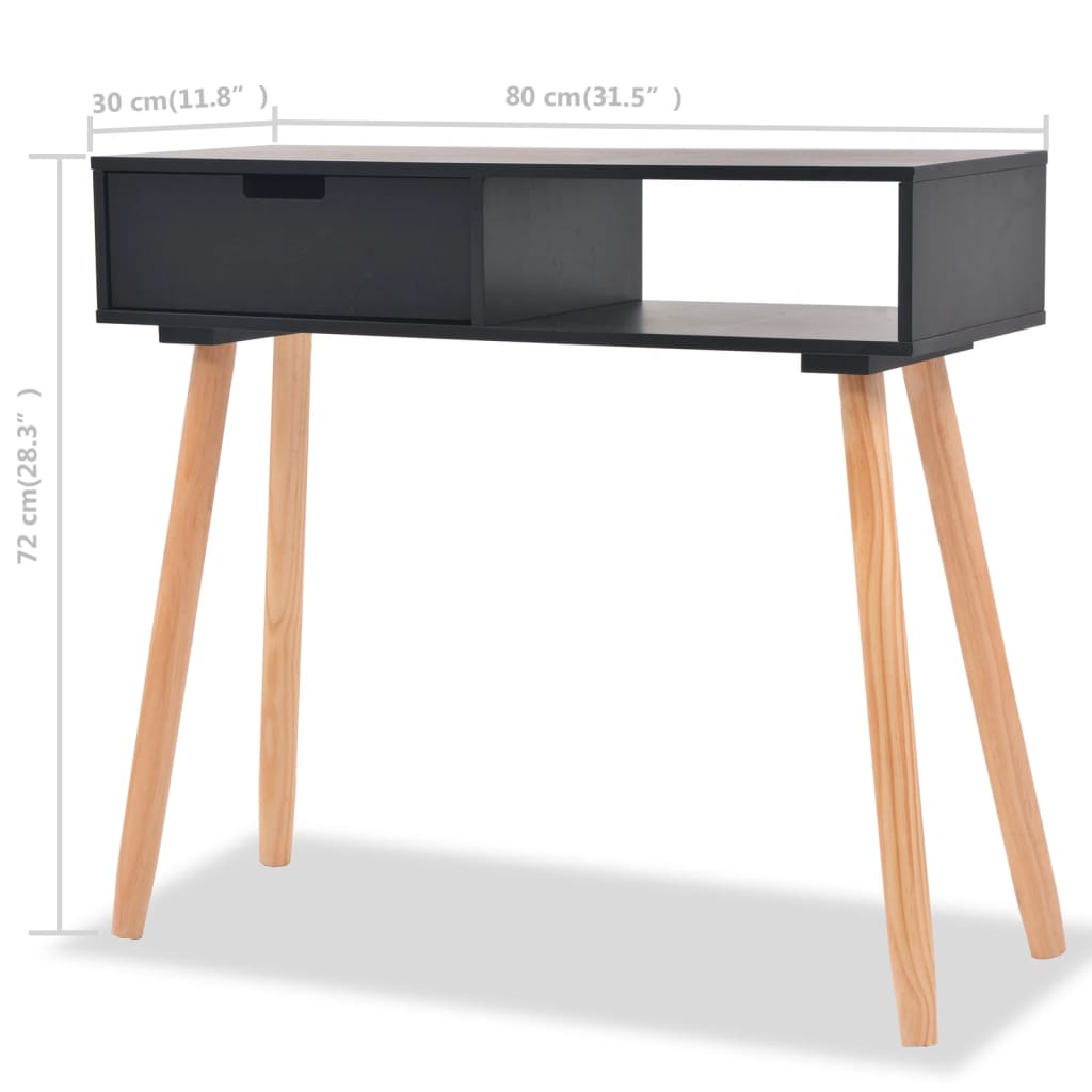 vidaXL Console Table Solid Pinewood 80x30x72 cm Black