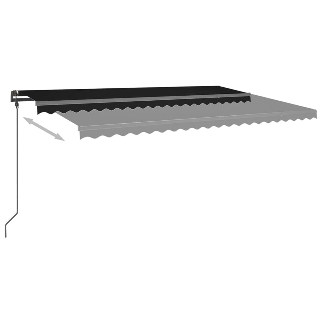vidaXL Manual Retractable Awning with Posts 5x3 m Anthracite