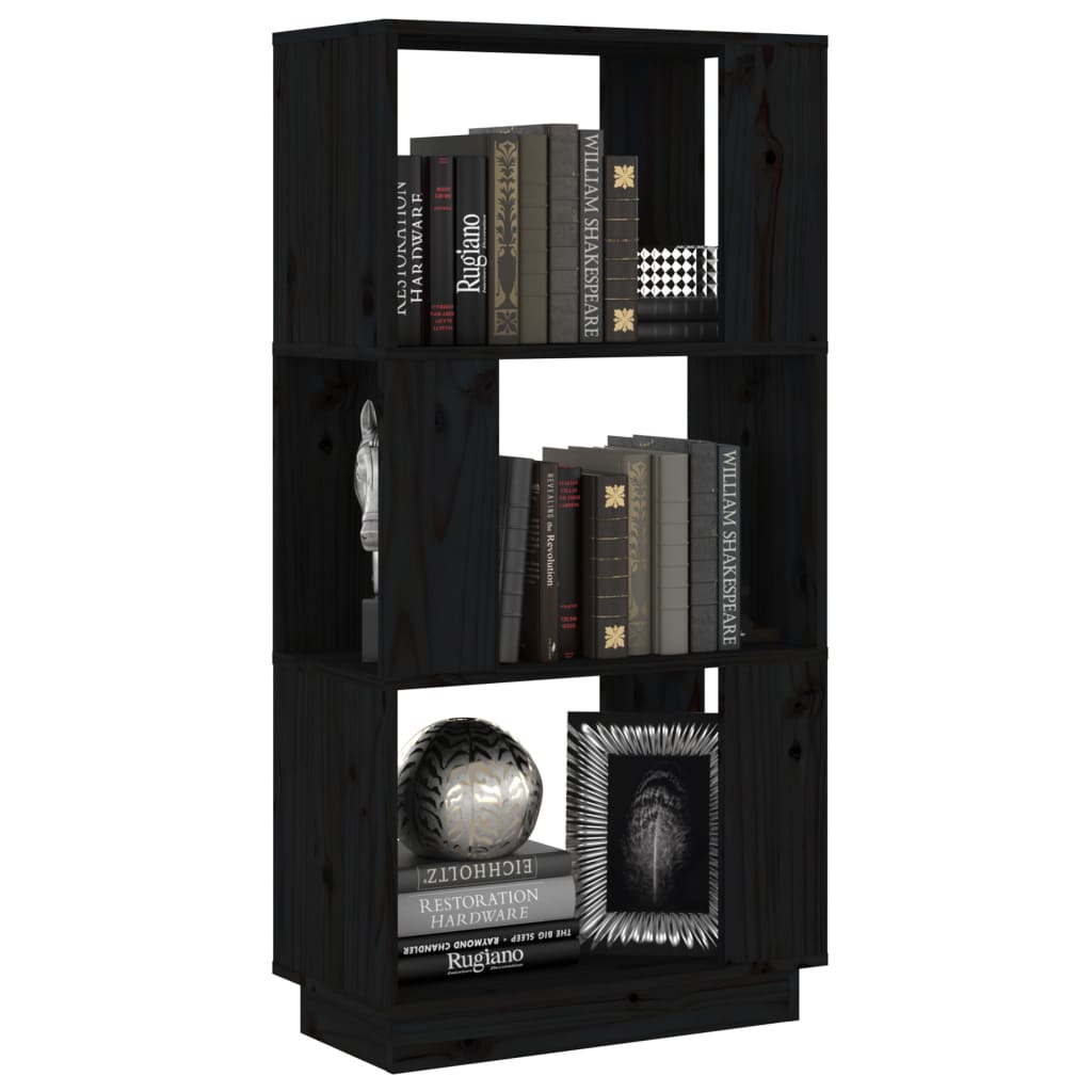 vidaXL Book Cabinet/Room Divider Black 51x25x101 cm Solid Wood Pine