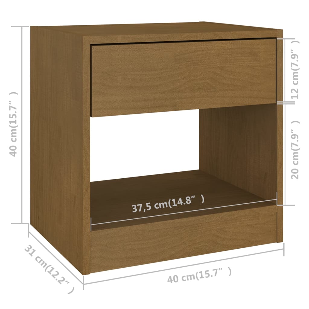 vidaXL Bedside Cabinet Honey Brown 40x31x40 cm Solid Pinewood