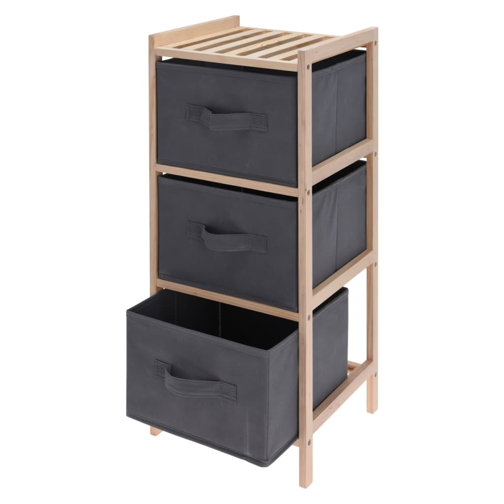 H&S Collection Storage Cabinet with 3 Storage Boxes Dark Grey