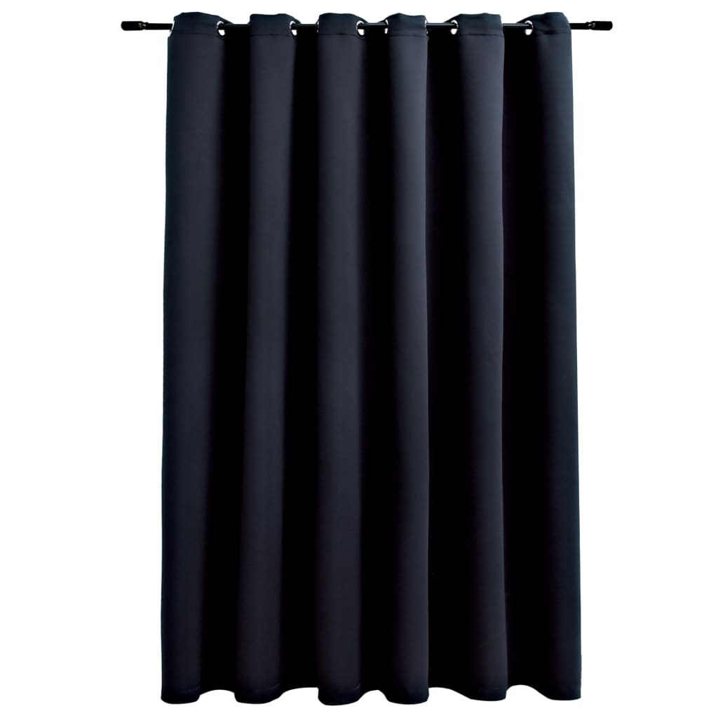 vidaXL Blackout Curtain with Metal Rings Black 290x245 cm