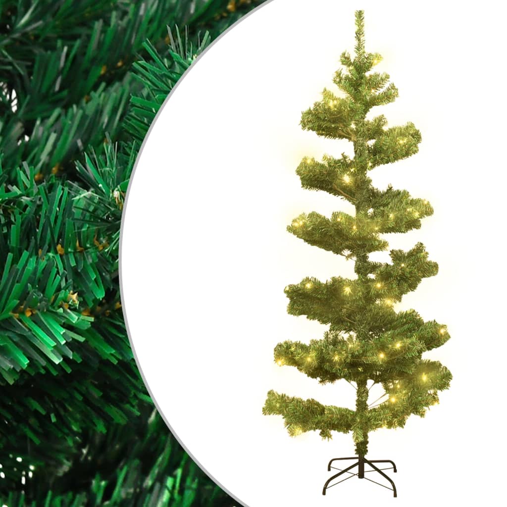 vidaXL Swirl Pre-lit Christmas Tree with Stand Green 180 cm PVC