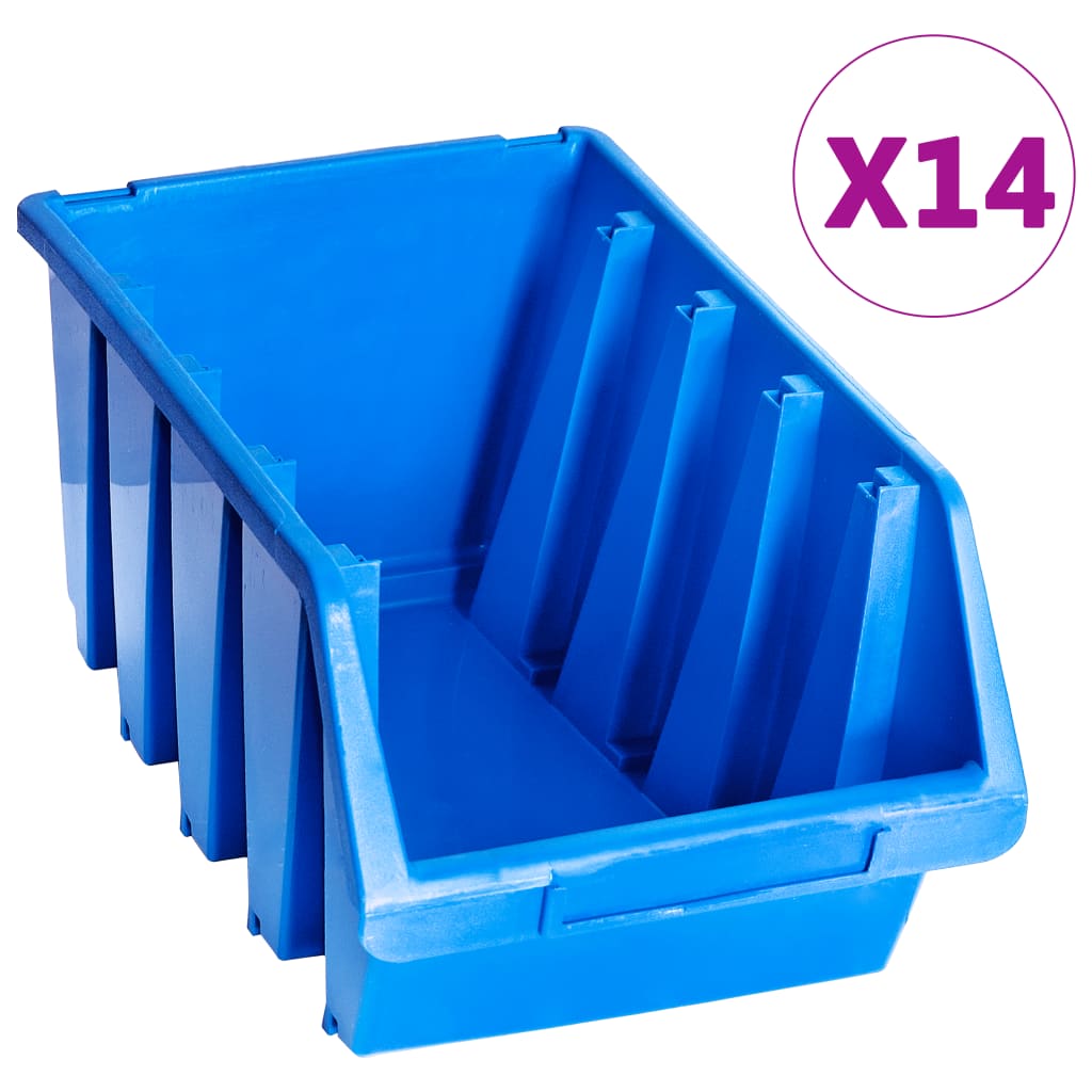 vidaXL Stacking Storage Bins 14 pcs Blue Plastic