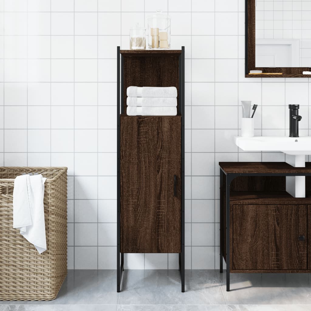 vidaXL Bathroom Cabinet Brown Oak 33x33x120.5 cm Engineered Wood