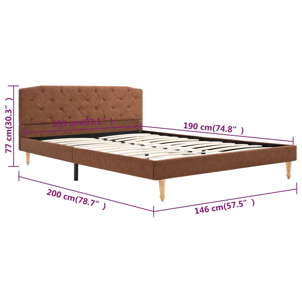 vidaXL Bed Frame Brown Fabric 135x190 cm Double