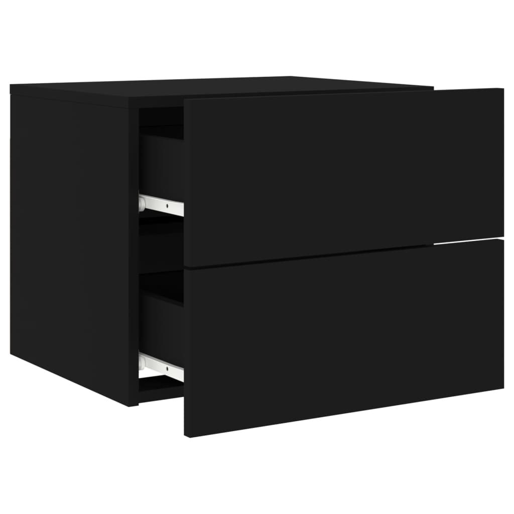 vidaXL Wall-mounted Bedside Cabinets with LED Lights 2 pcs Black