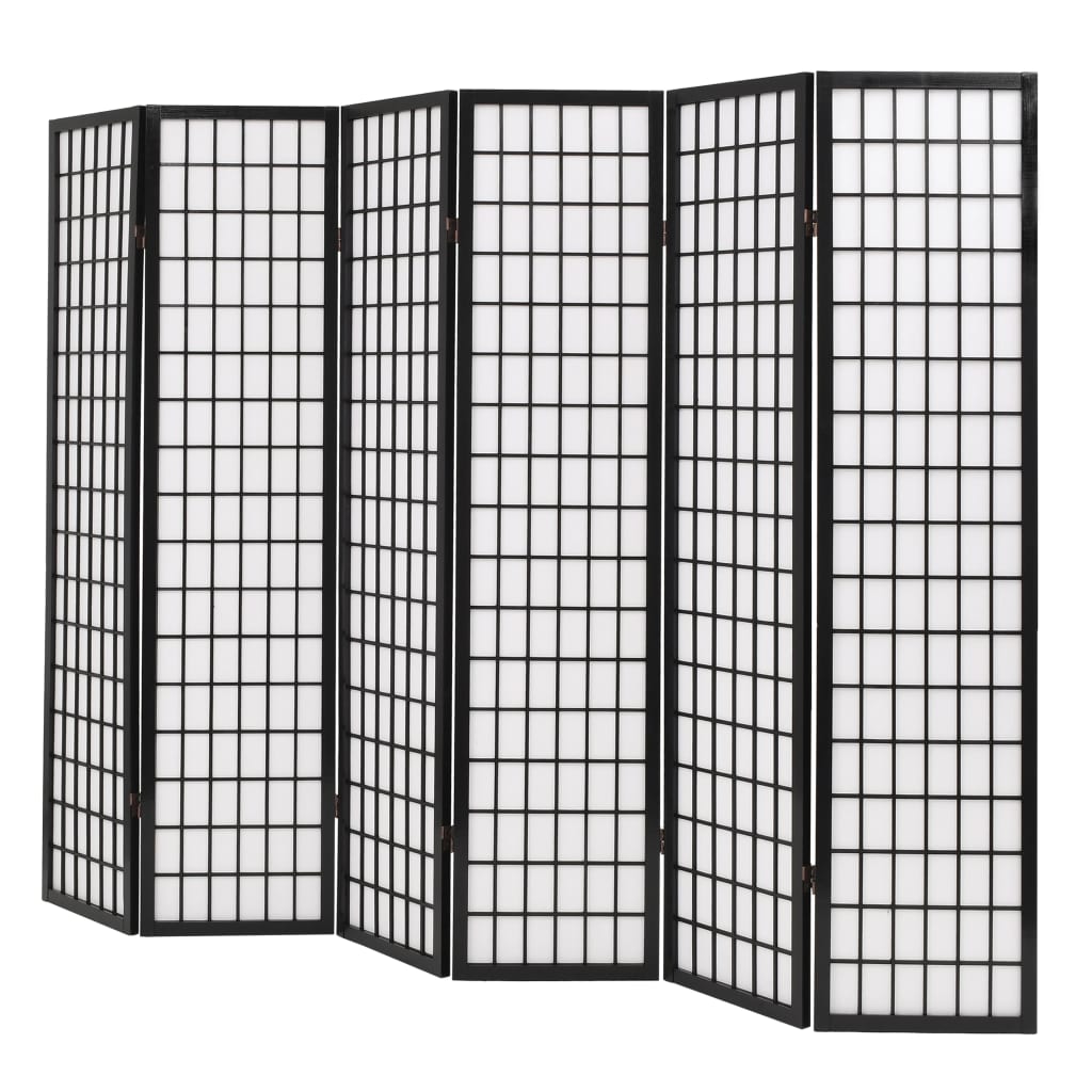 vidaXL Folding 6-Panel Room Divider Japanese Style 240x170 cm Black