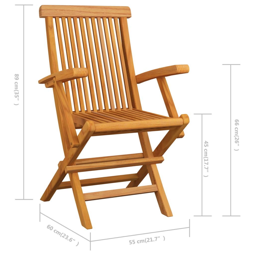 vidaXL Garden Chairs 3 pcs Solid Teak Wood