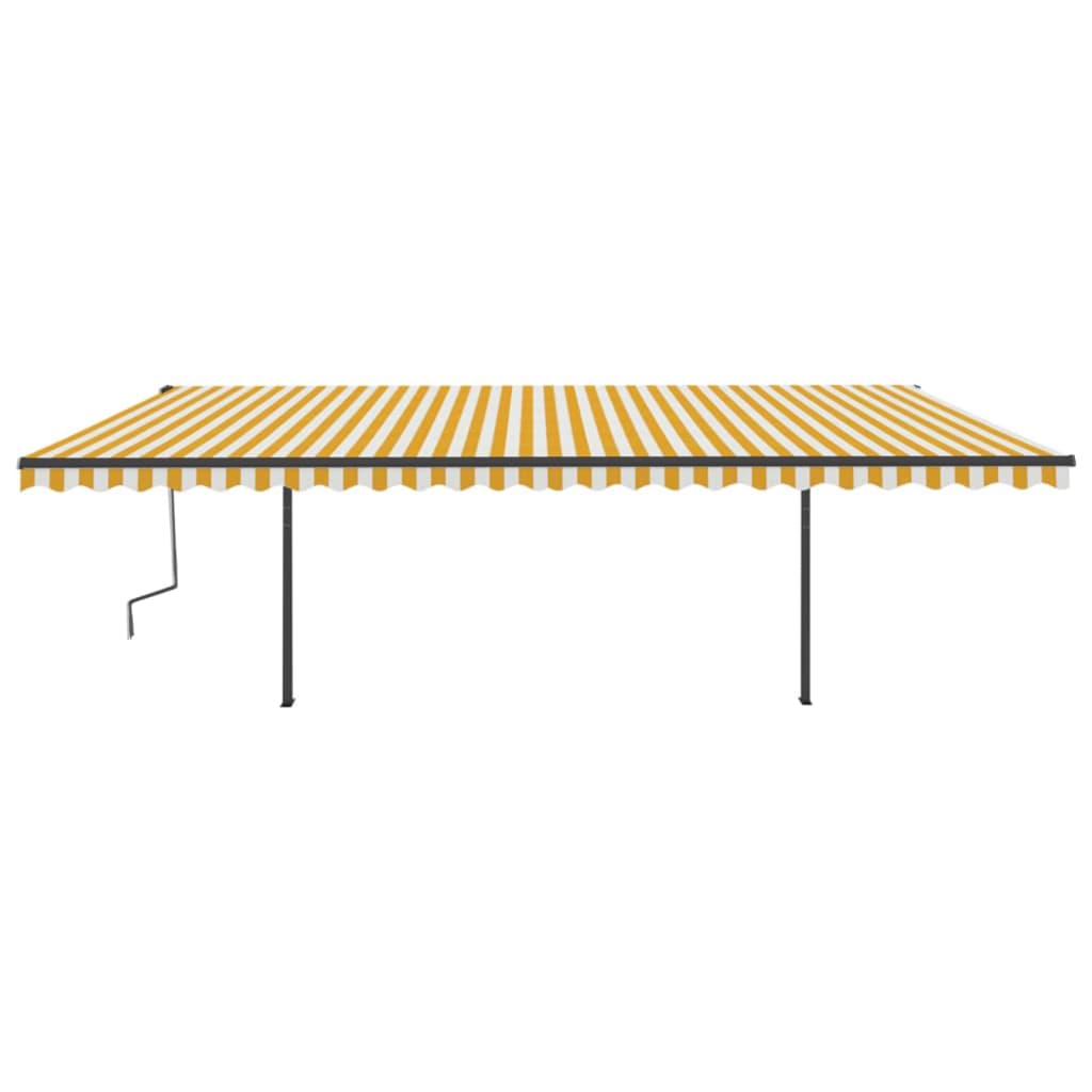 vidaXL Automatic Retractable Awning with Posts 6x3 m Yellow and White