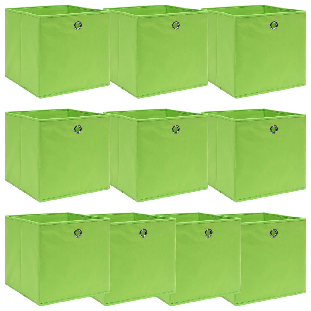 vidaXL Storage Boxes 10 pcs Green 32x32x32 cm Fabric