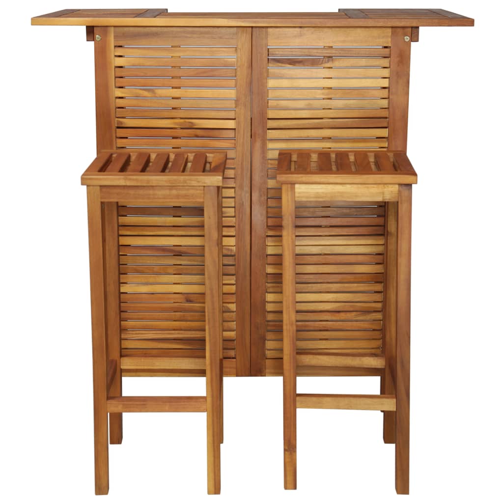 vidaXL Bar Table and Chair Set 3 Pieces Solid Acacia Wood
