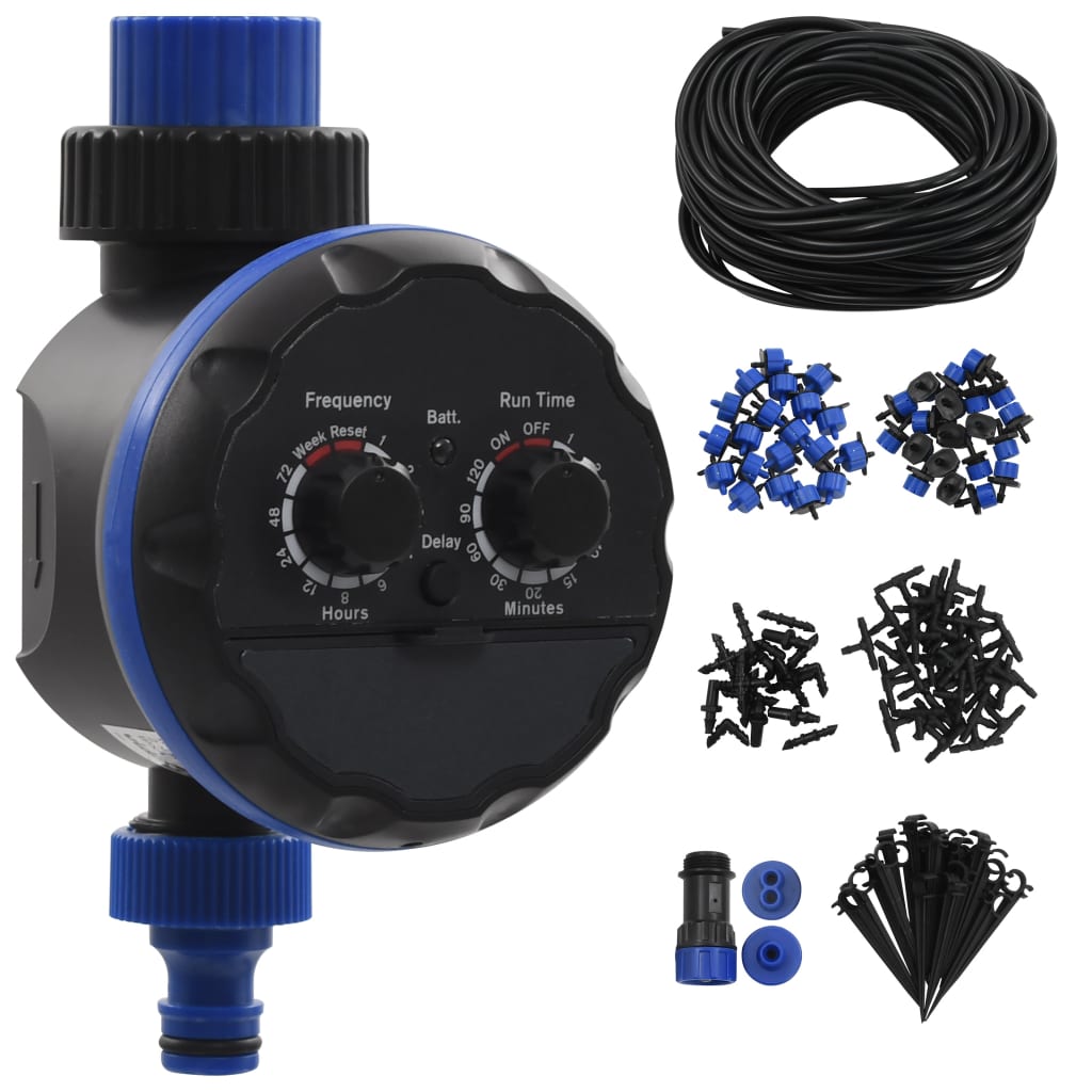 vidaXL 142 Piece Outdoor Automatic Drip Watering Kit with Water Timer