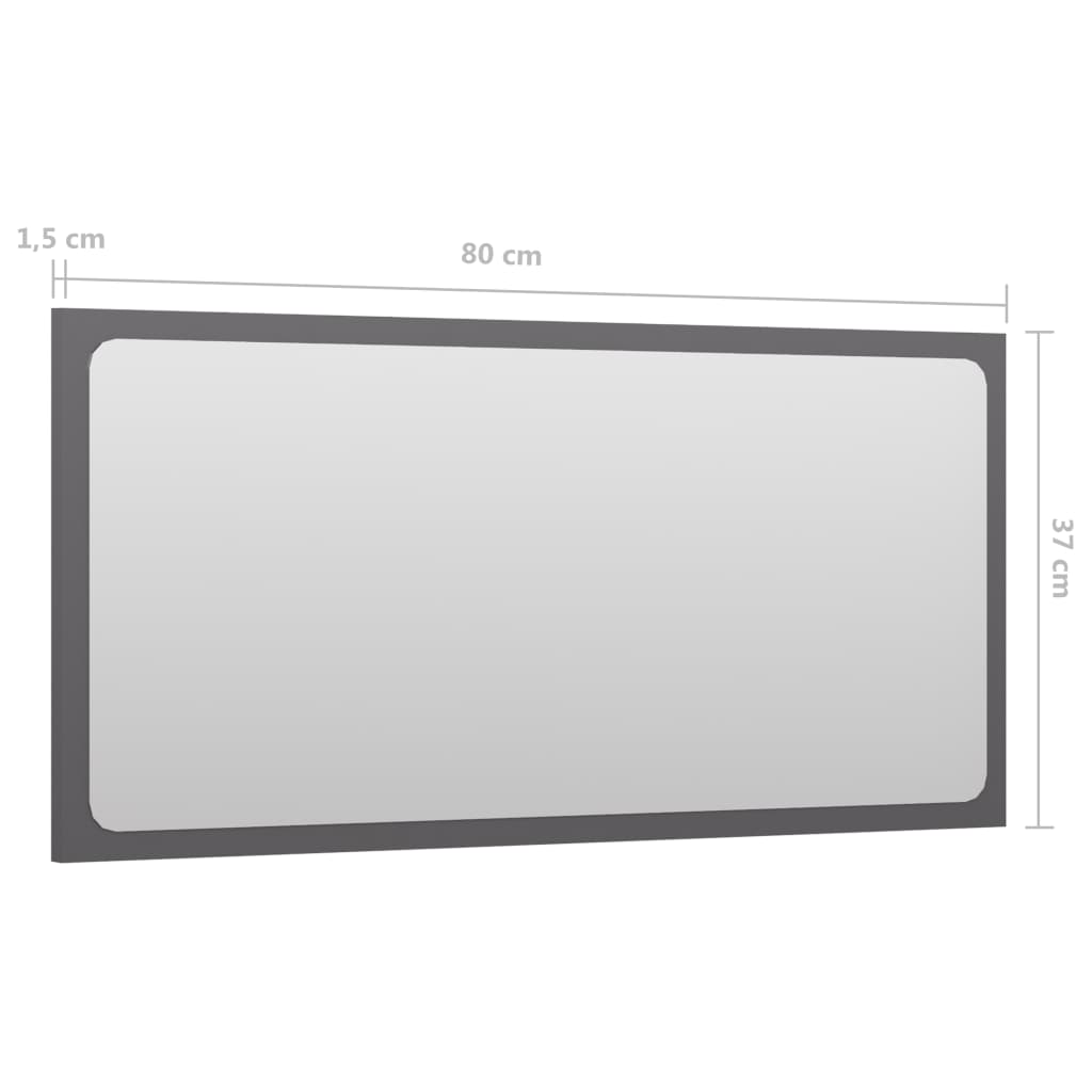 vidaXL Bathroom Mirror High Gloss Grey 80x1.5x37 cm Engineered Wood