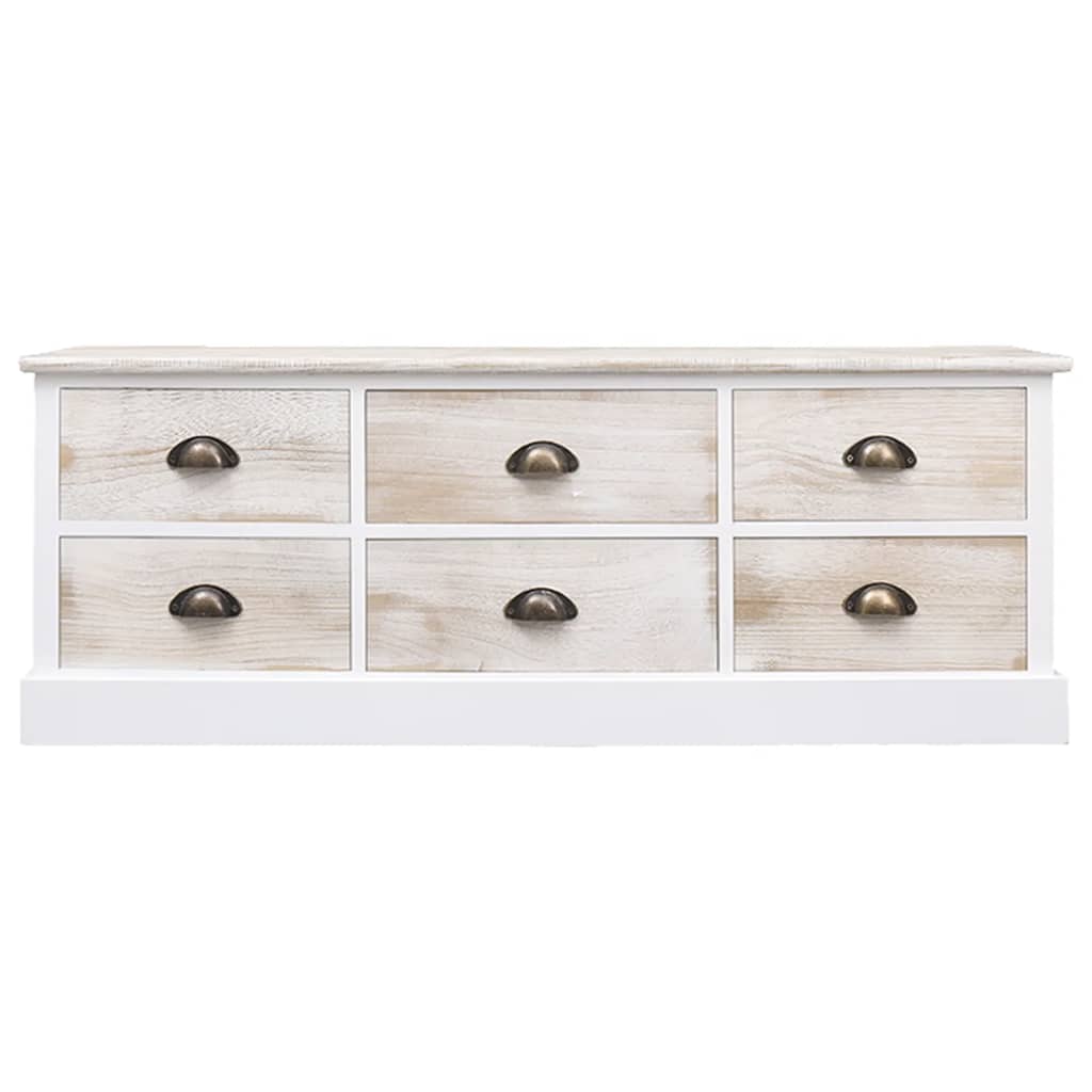 vidaXL TV Cabinet White&Light Brown 108x30x40 cm Solid Wood Paulownia