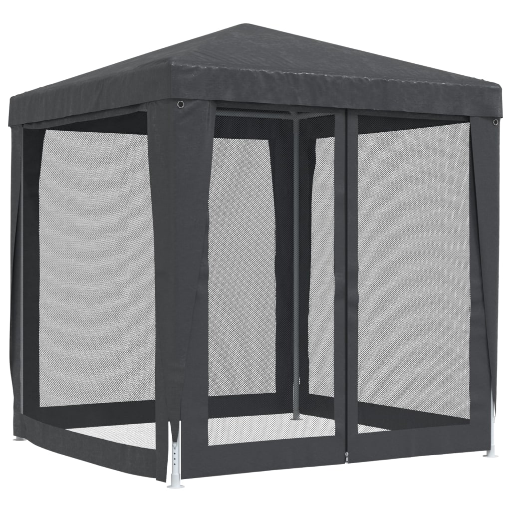 vidaXL Party Tent with 4 Mesh Sidewalls Anthracite 2x2 m HDPE