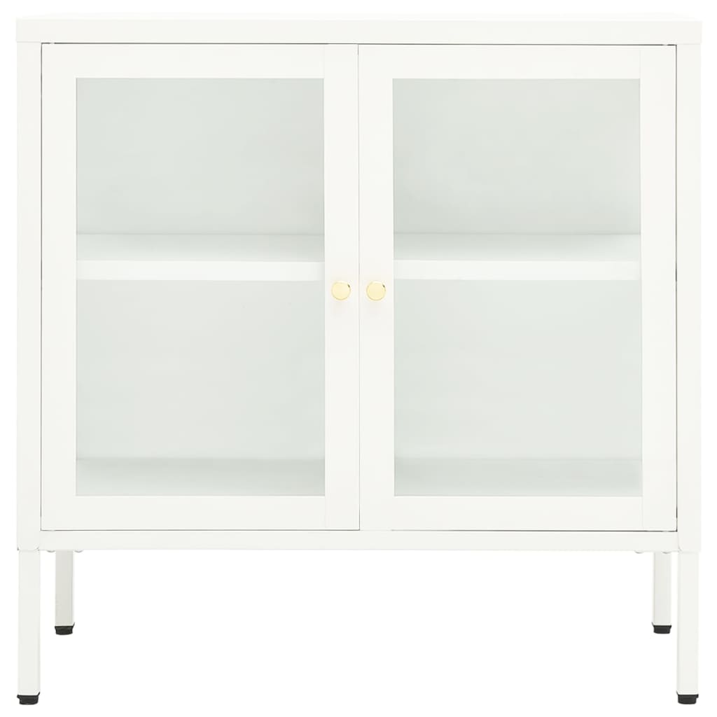 vidaXL Sideboard White 70x35x70 cm Steel and Glass