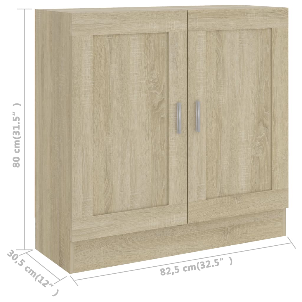 vidaXL Book Cabinet Sonoma Oak 82.5x30.5x80 cm Engineered Wood