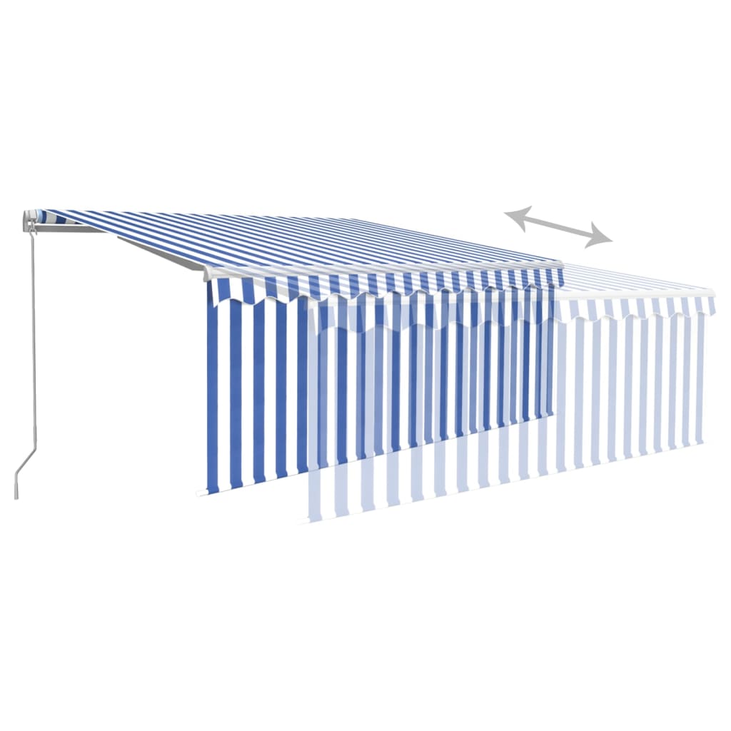 vidaXL Manual Retractable Awning with Blind 3x2.5m Blue&White