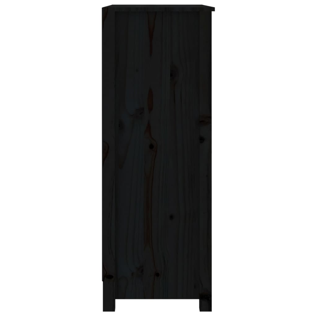 vidaXL Book Cabinet Black 80x35x97 cm Solid Wood Pine