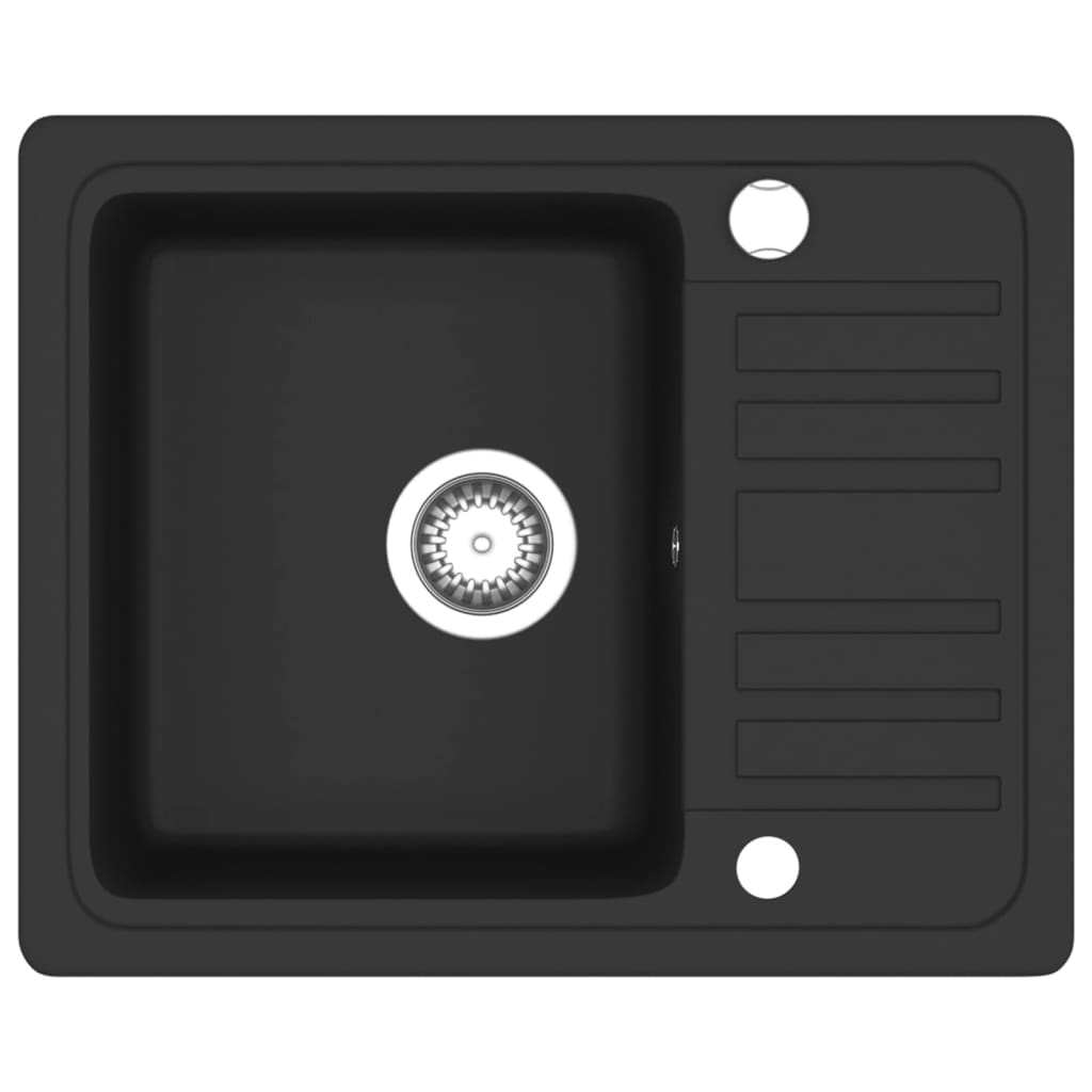 vidaXL Granite Kitchen Sink Single Basin Black vidaXL.ie