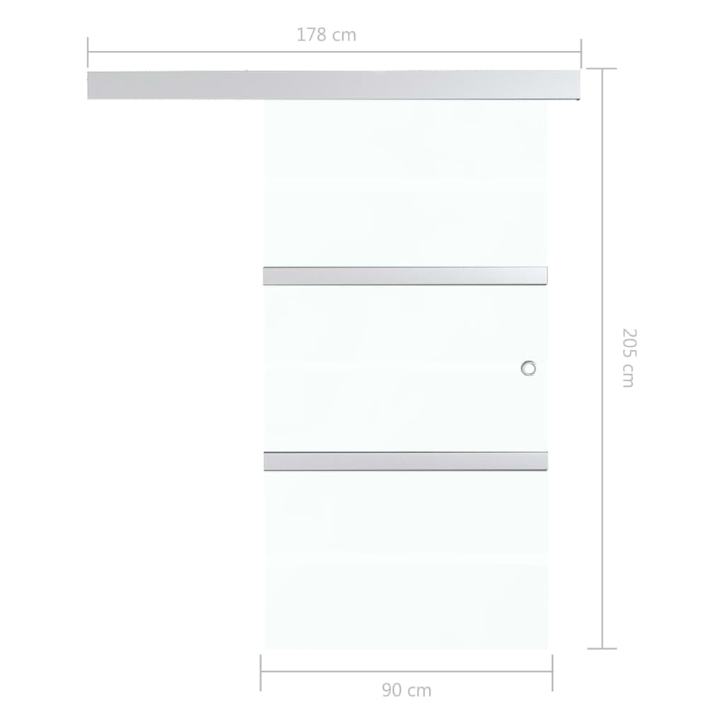 vidaXL Sliding Door ESG Glass and Aluminium 90x205 cm Silver
