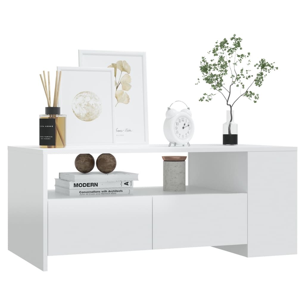 vidaXL Coffee Table High Gloss White 102x55x42 cm Engineered Wood