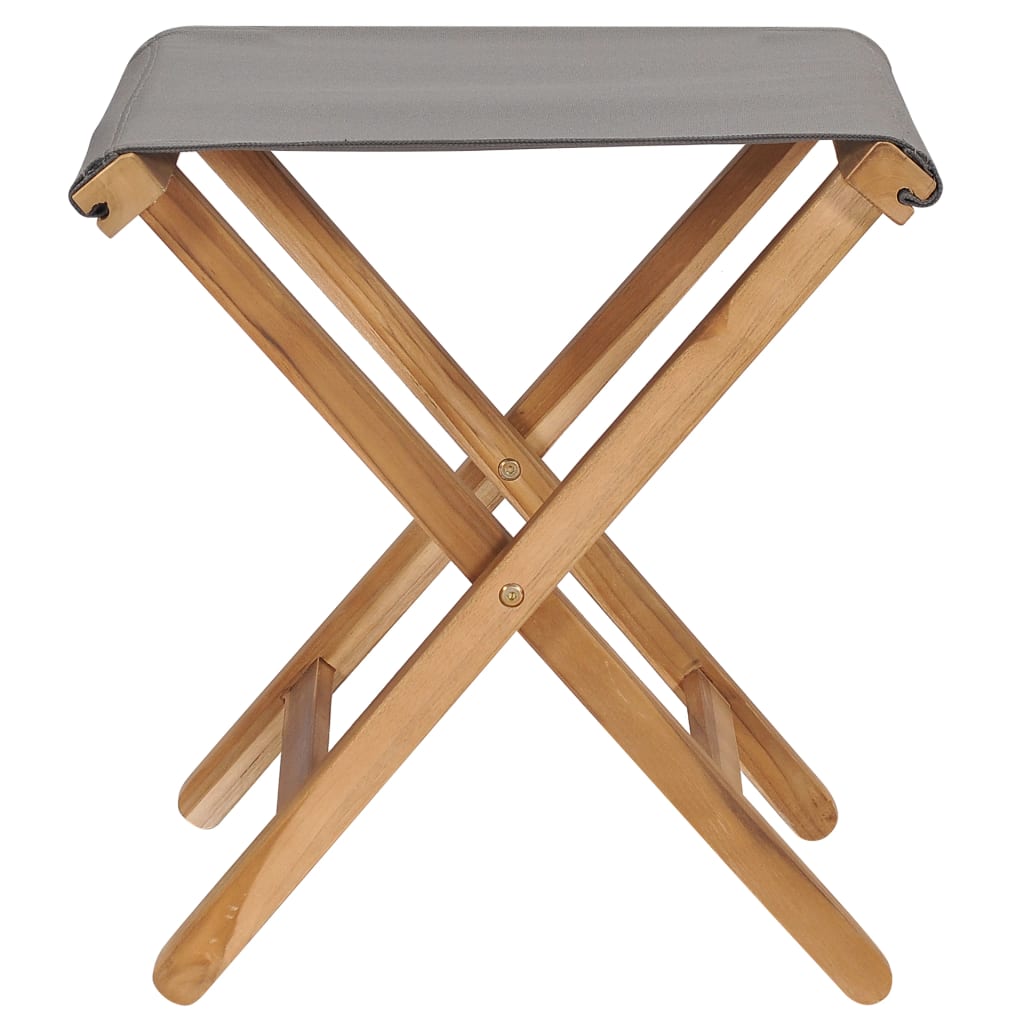 vidaXL Folding Chairs 2 pcs Solid Teak Wood and Fabric Dark Grey