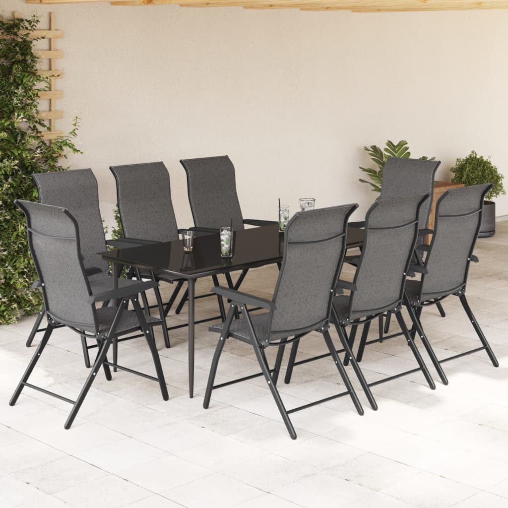 vidaXL Folding Garden Chairs 8 pcs Grey Poly Rattan | vidaXL.ie