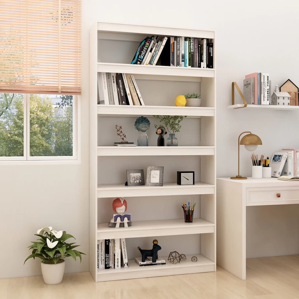 vidaXL Book Cabinet/Room Divider White 100x30x200 cm Solid Pinewood