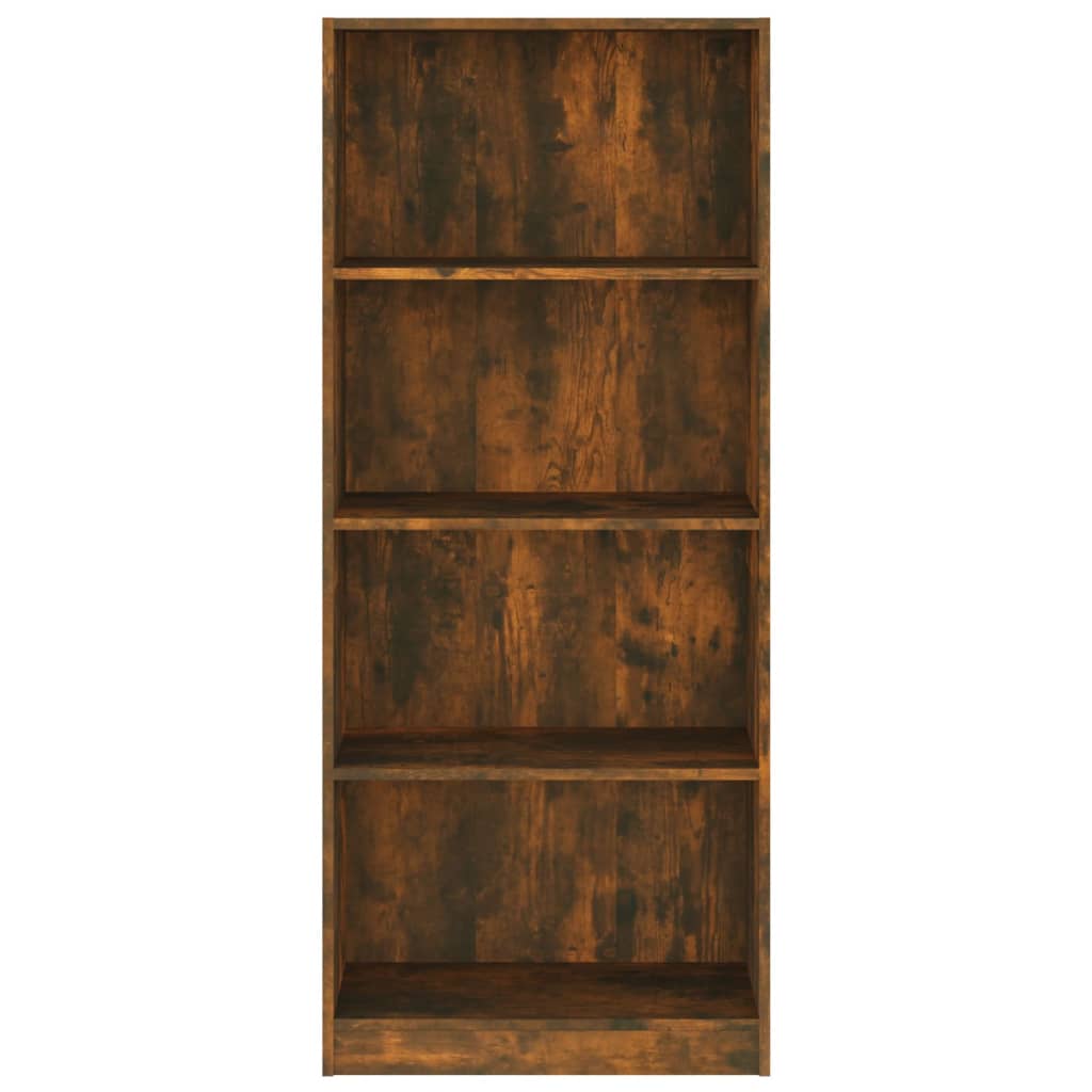 vidaXL 4-Tier Book Cabinet Smoked Oak 60x24x142 cm Engineered Wood