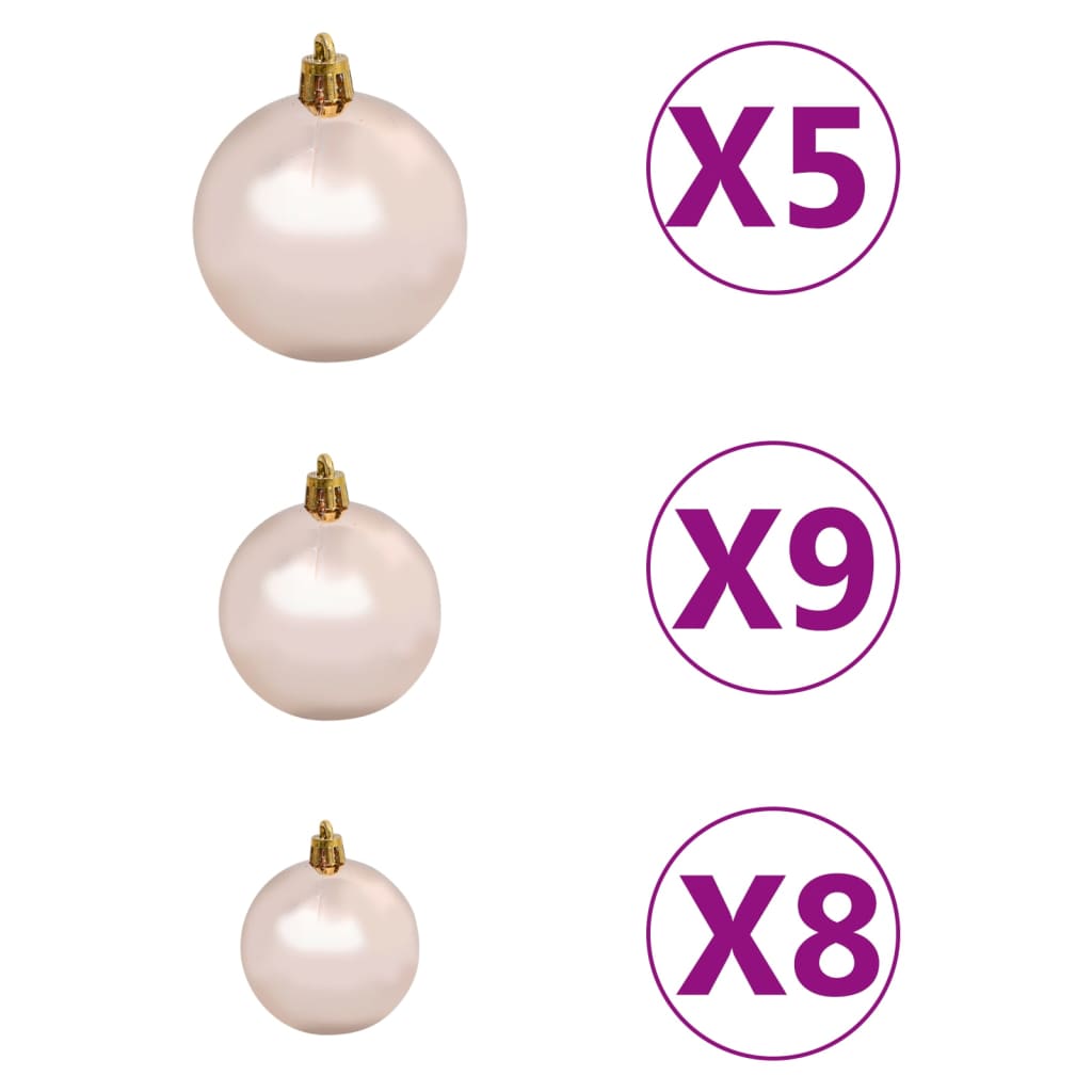 vidaXL Corner Artificial Christmas Tree LEDs&Ball Set White 180 cm PVC