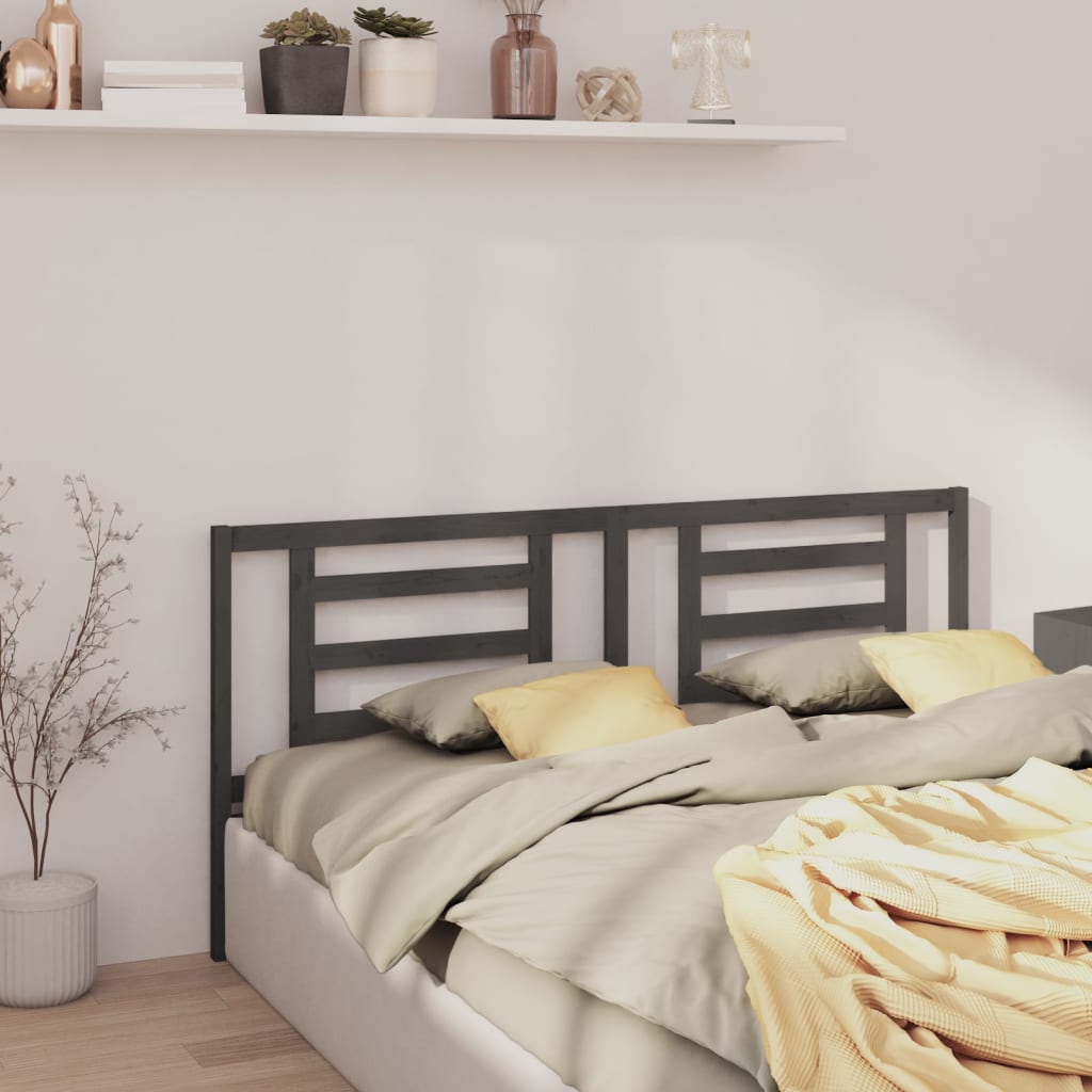 vidaXL Bed Headboard Grey 156x4x100 cm Solid Pine Wood