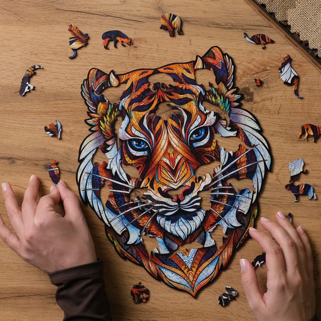 UNIDRAGON 273 Piece Wooden Jigsaw Puzzle Lovely Tiger King Size 30x38 cm
