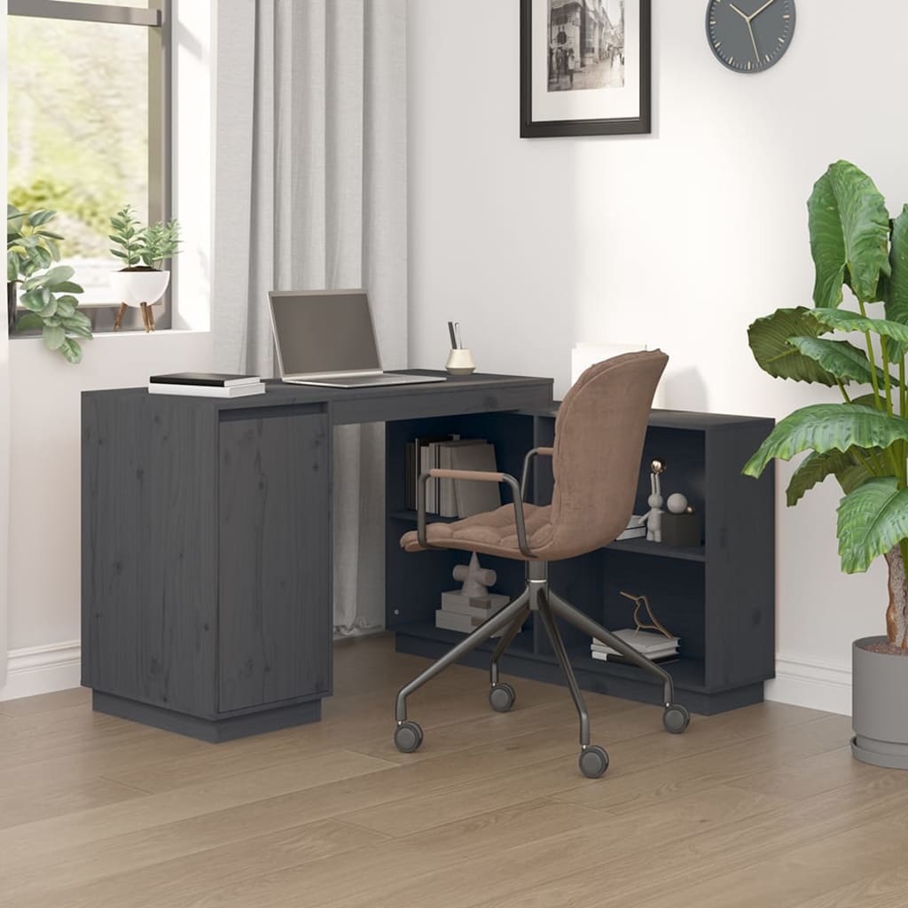 vidaXL Desk Grey 110x50x75 cm Solid Wood Pine
